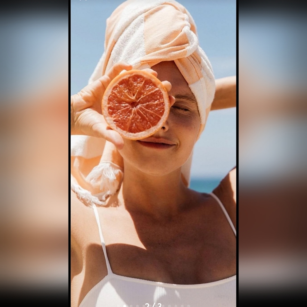 The Beach People Pool Towel. 100% Turkish Cotton Orange Stripe